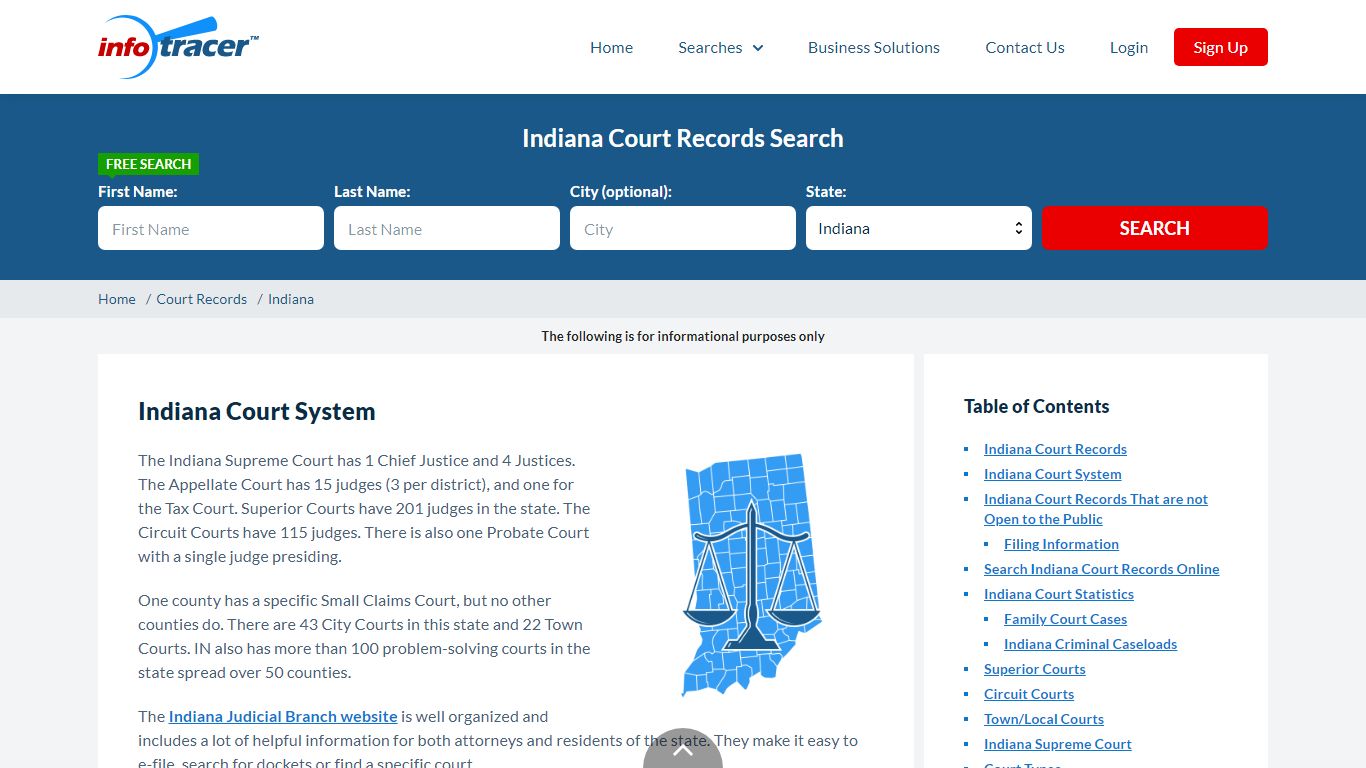 Search Indiana Court Records By Name Online - InfoTracer